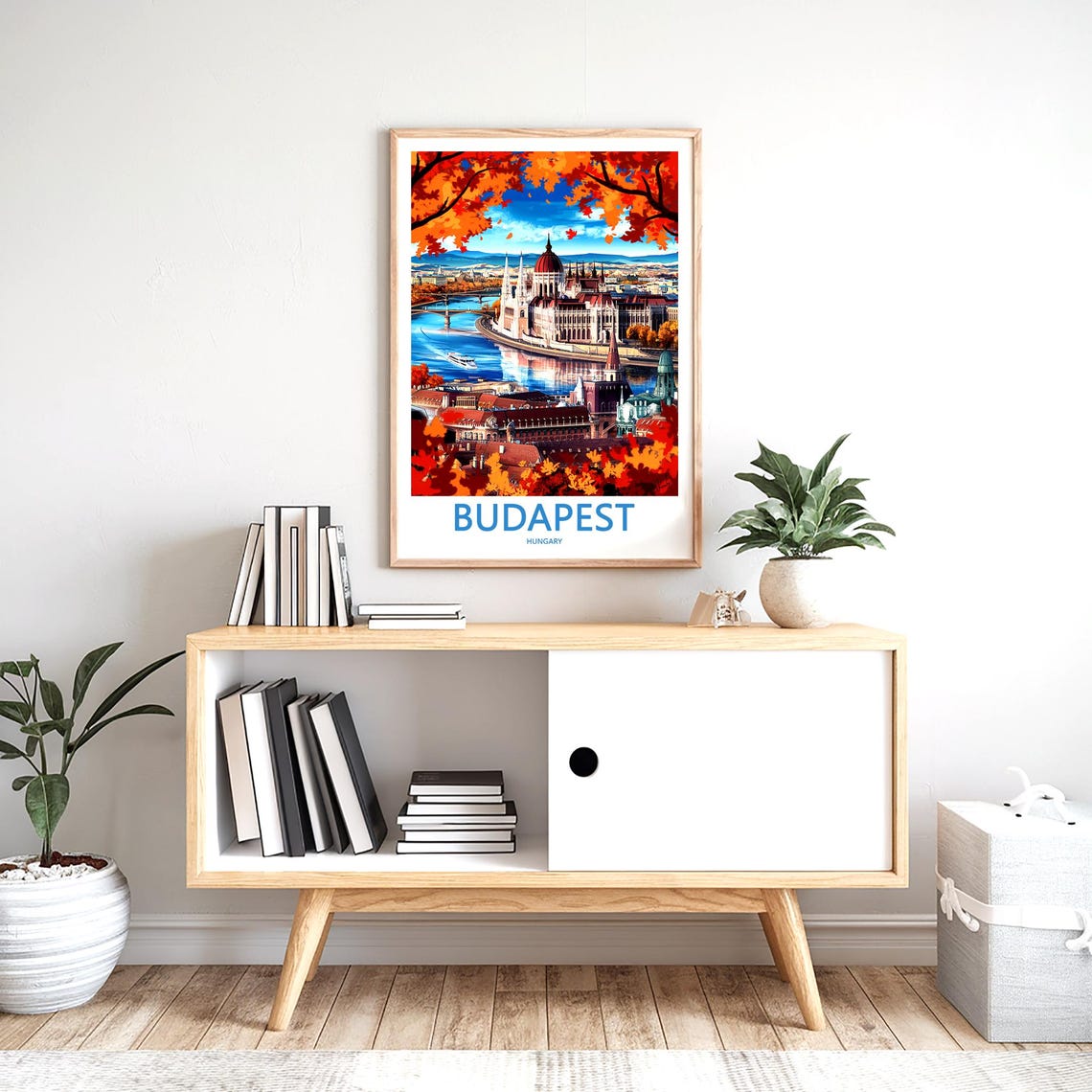 Budapest Hungary Parliament Autumn Danube Painted Travel Poster - Image 2