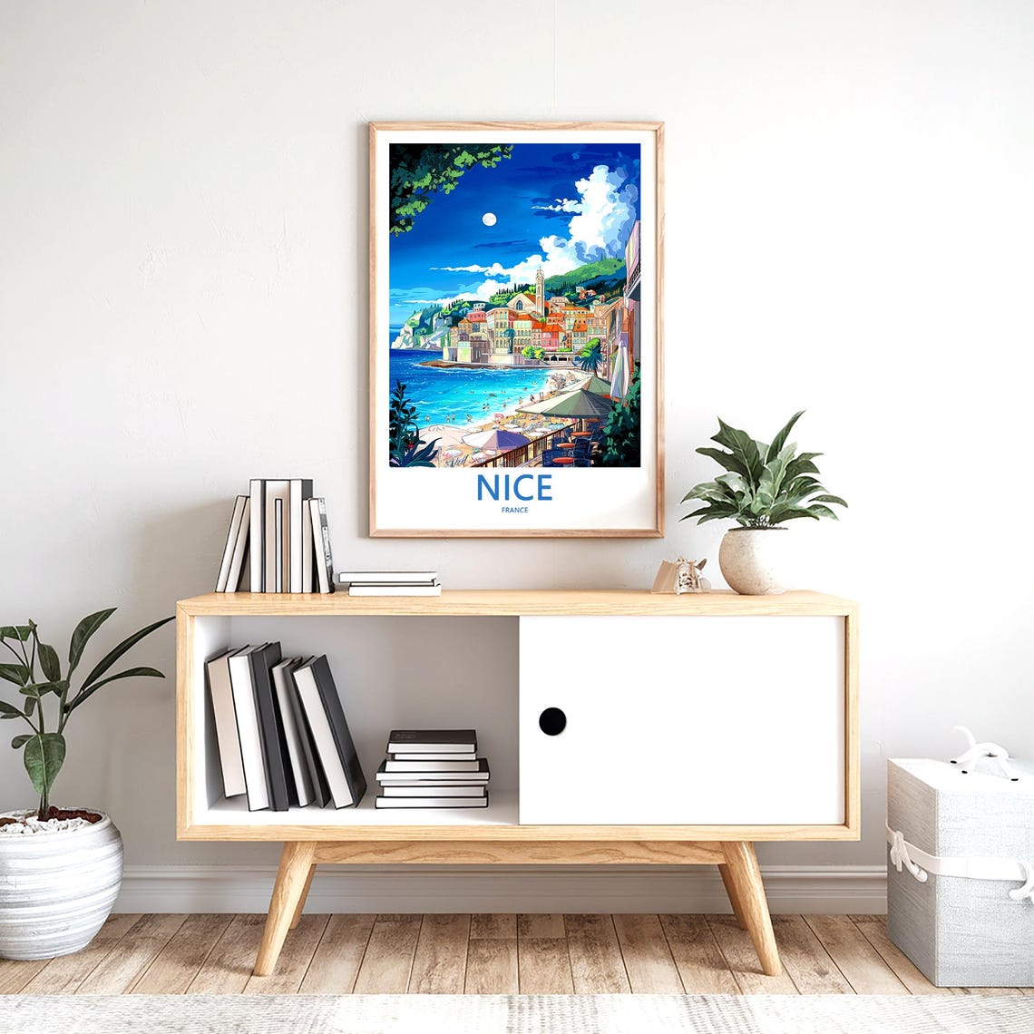Nice France Moonlit Old Town Beach Night Travel Decor Poster - Image 2