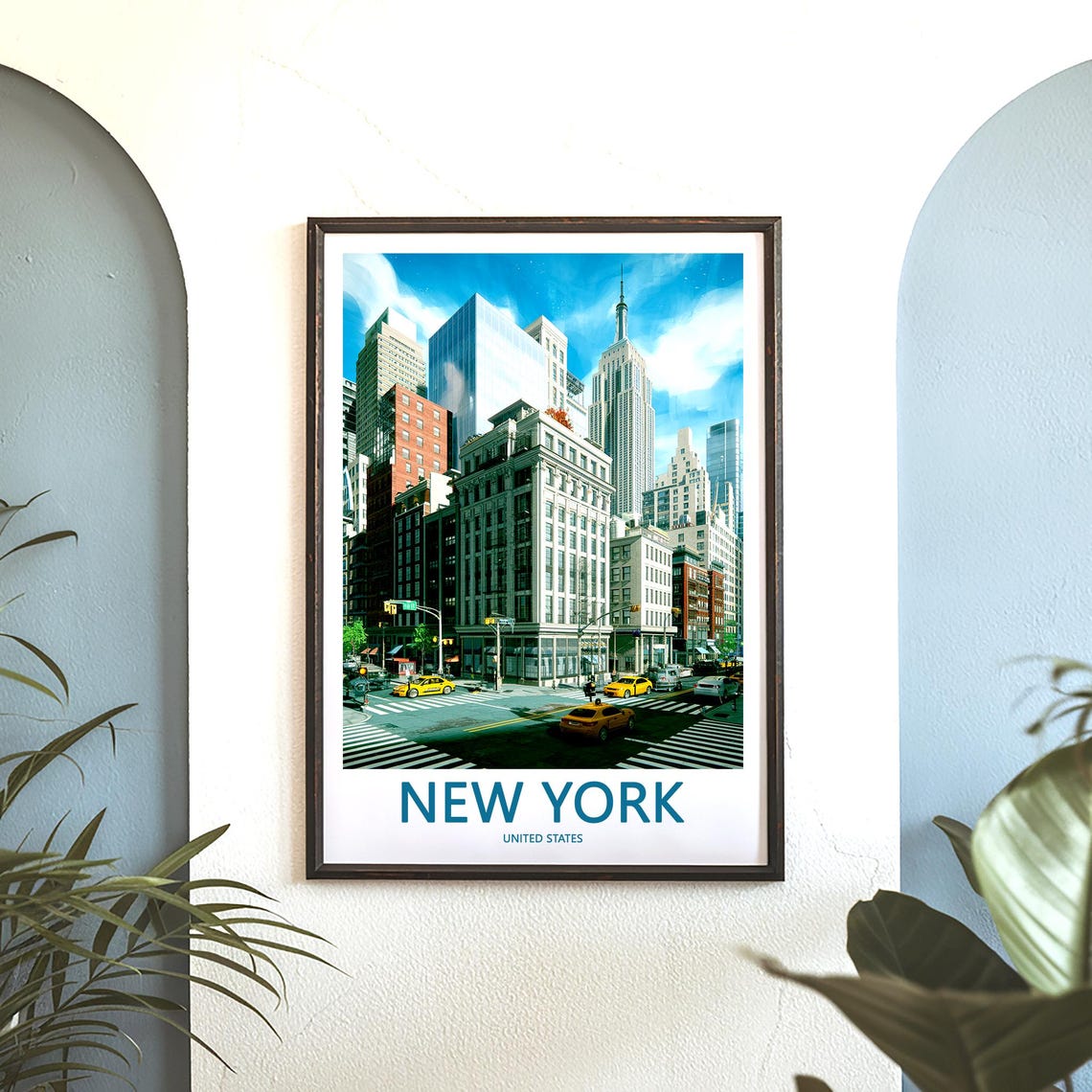 New York Midtown Avenue Yellow Taxis Empire State View Poster - Image 3