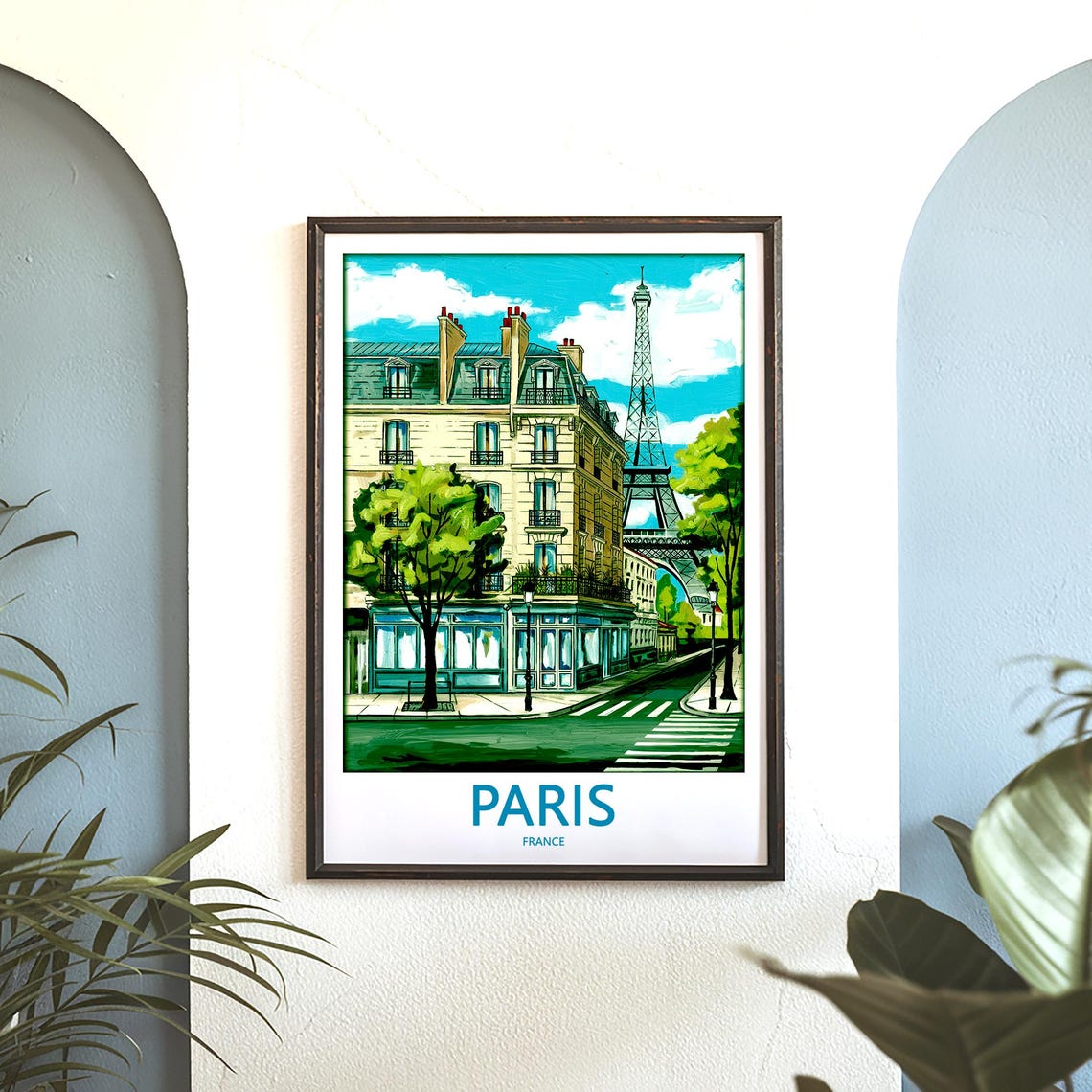 Paris Eiffel Tower Behind Classic Haussmann Corner Building Poster - Image 3