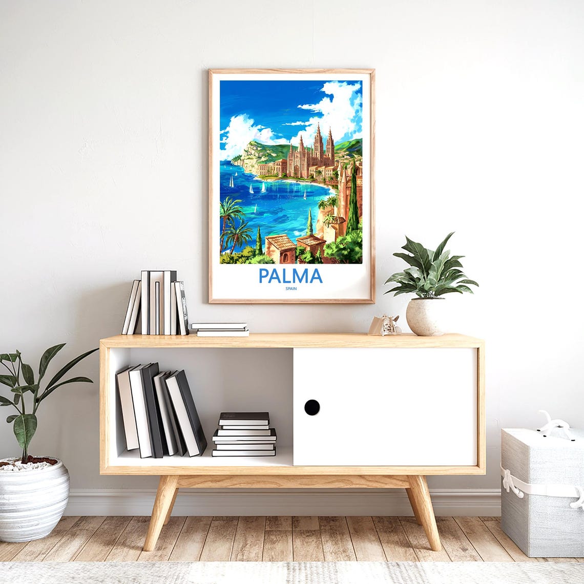 Palma Spain Cathedral Overlooking the Bay With Sailboats Poster - Image 2