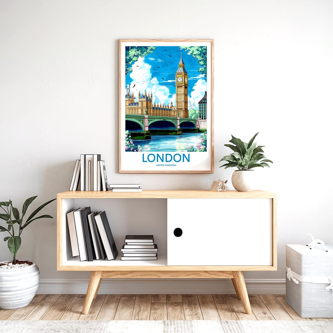London Big Ben Westminster Bridge Spring Riverside View Poster - Image 2