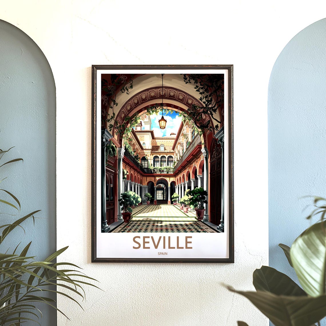 Seville Andalusian Courtyard Arches Historic Patio Travel Poster - Image 3
