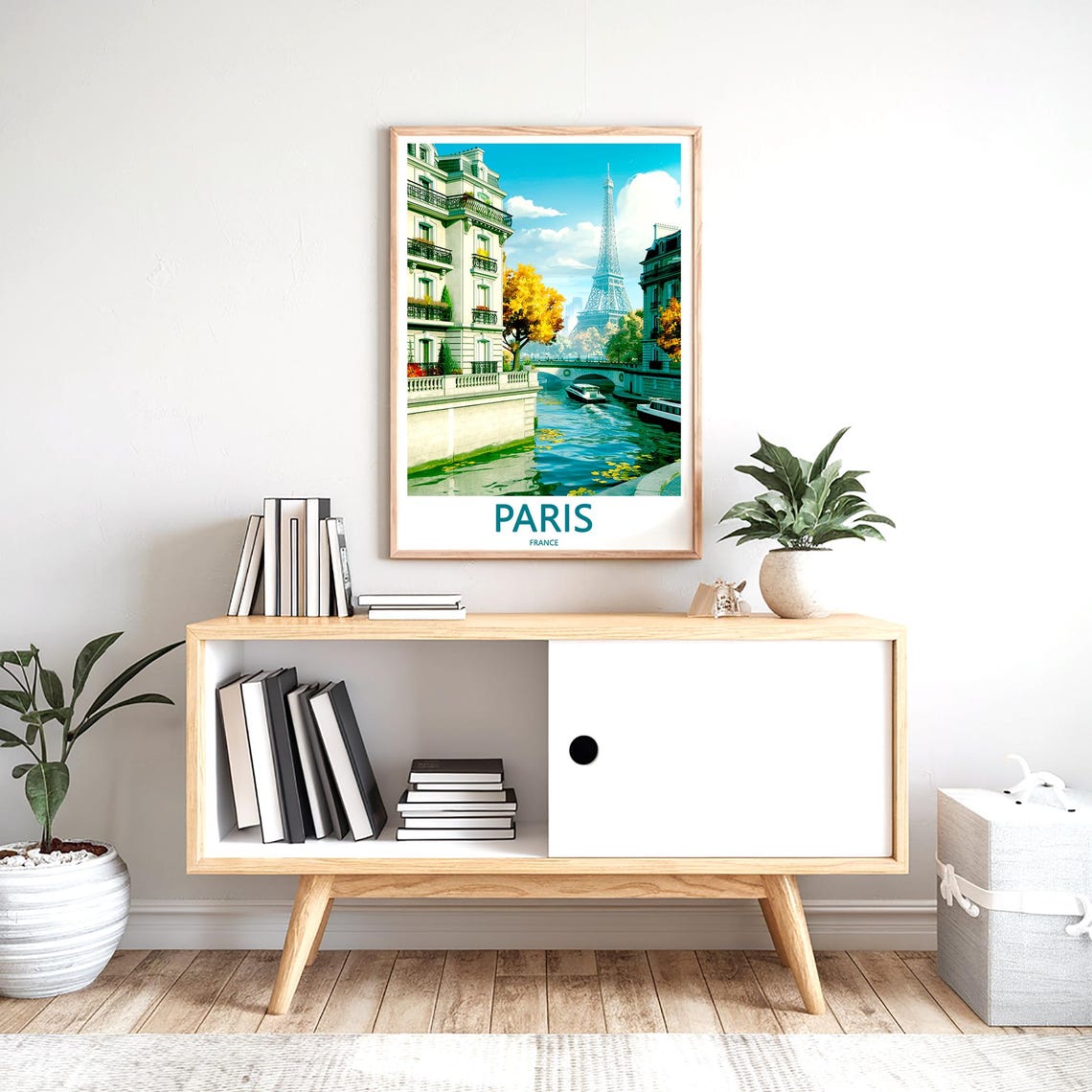 Eiffel Tower Canal Tour Boats Golden Tree Paris France Travel Poster - Image 2