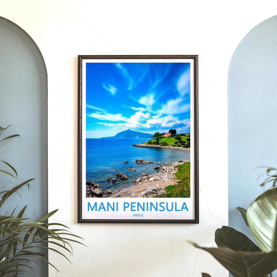 Mani Peninsula Greece Rocky Shoreline and Turquoise Sea Photo Poster - Image 3