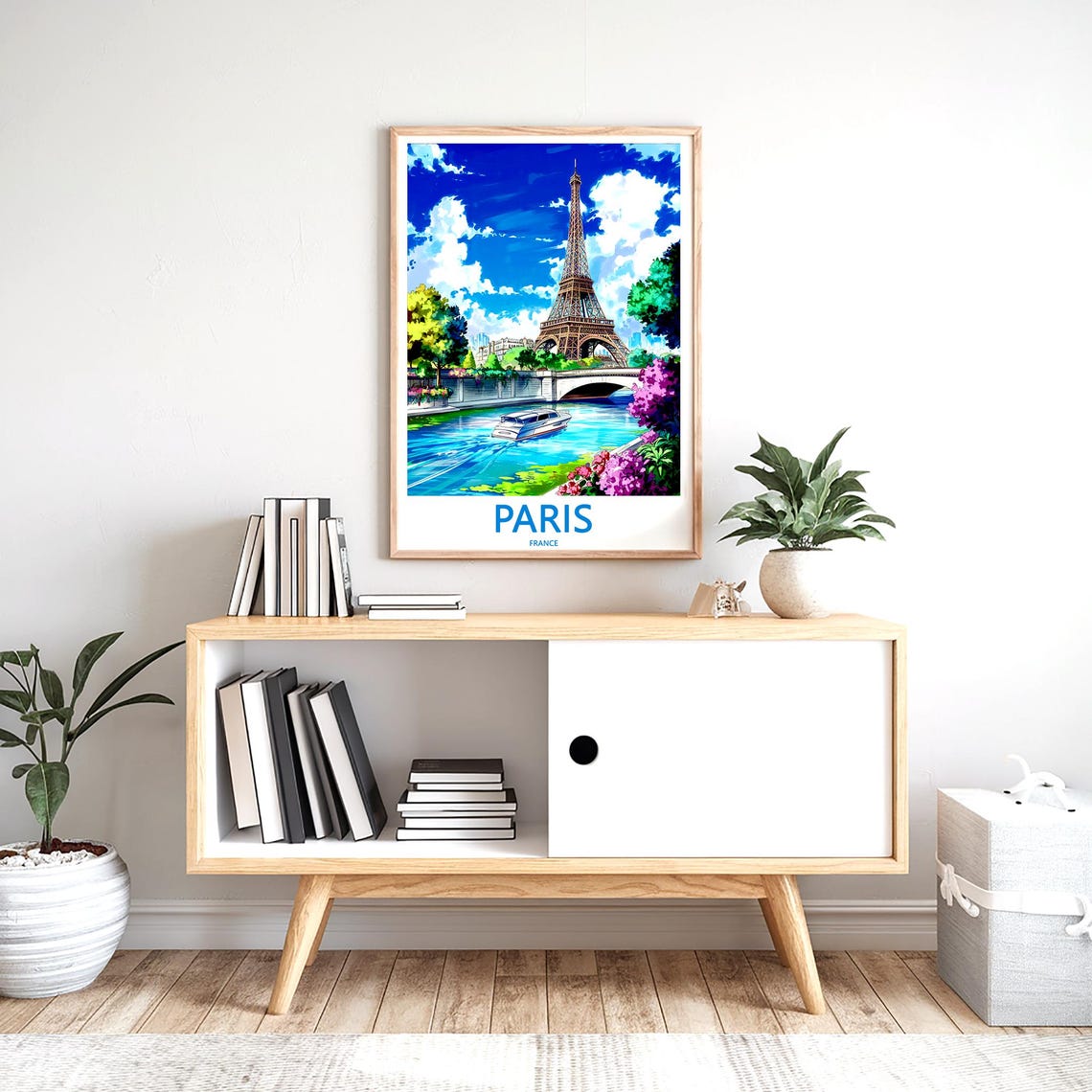 Paris Eiffel Tower and Seine River Boat Cruise Scenic View Poster - Image 2