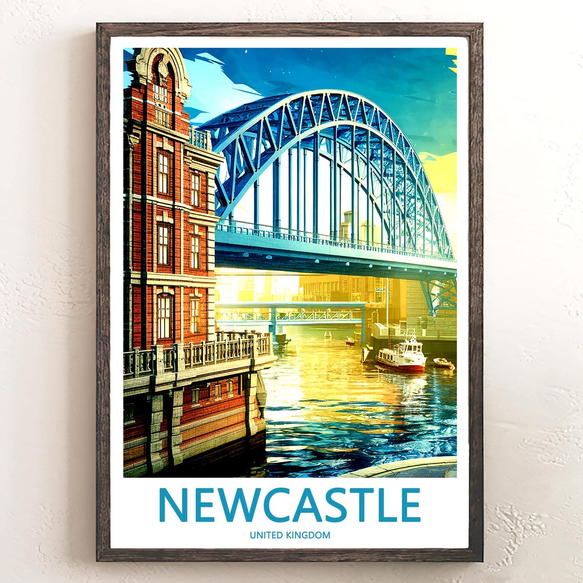 Newcastle Tyne Bridge Sunset View Victorian Quay Riverside Poster