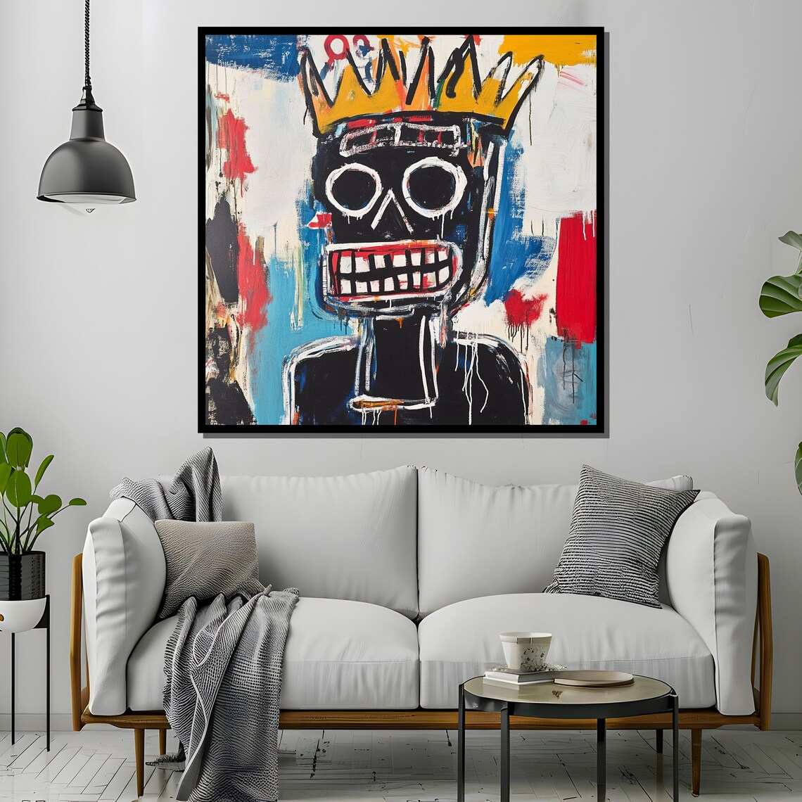 Crowned Skull Portrait in Basquiat Style with Gold Crown Street Poster - Image 4