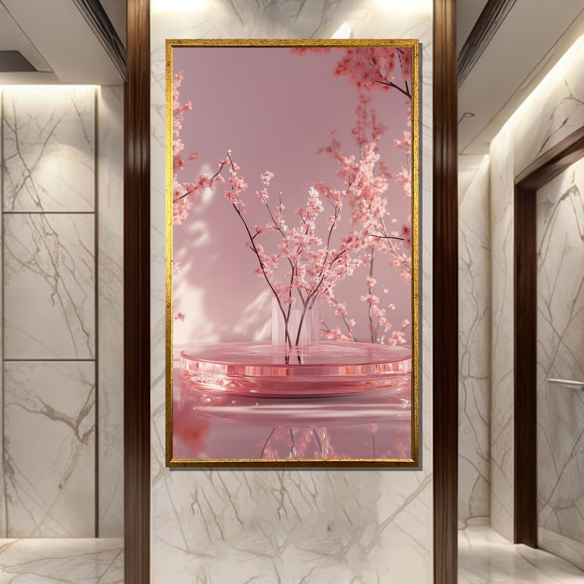Pink Cherry Blossom Branches Minimalist Soft Floral Calm Art Poster