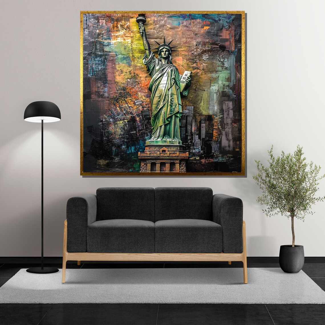 Green Statue Of Liberty Mixed Media Urban Texture Art Poster - Image 5