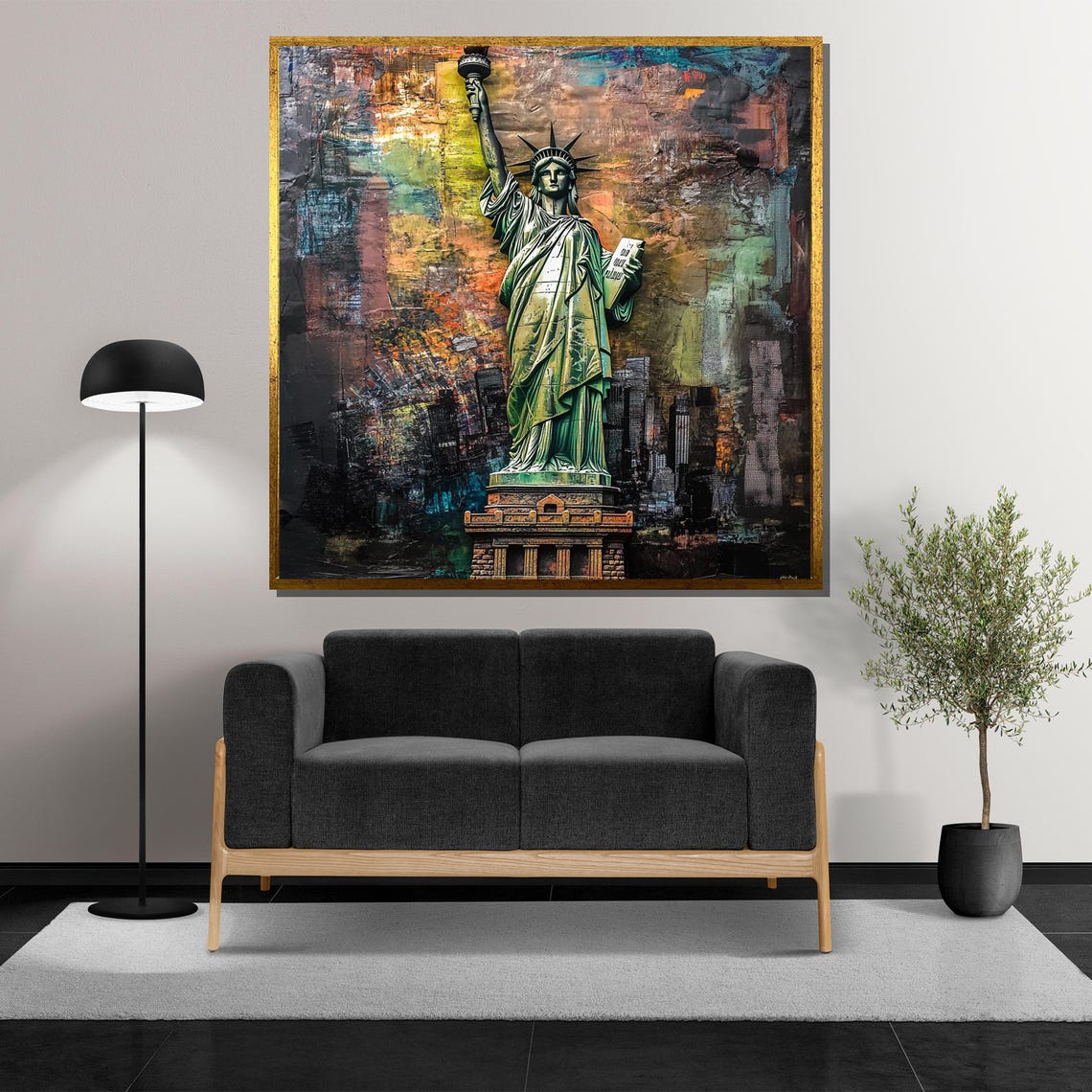 Statue Of Liberty Painting Urban Mixed Media Art New York City Wall Decor Modern Liberty Artwork Bold Home Gift - Image 5