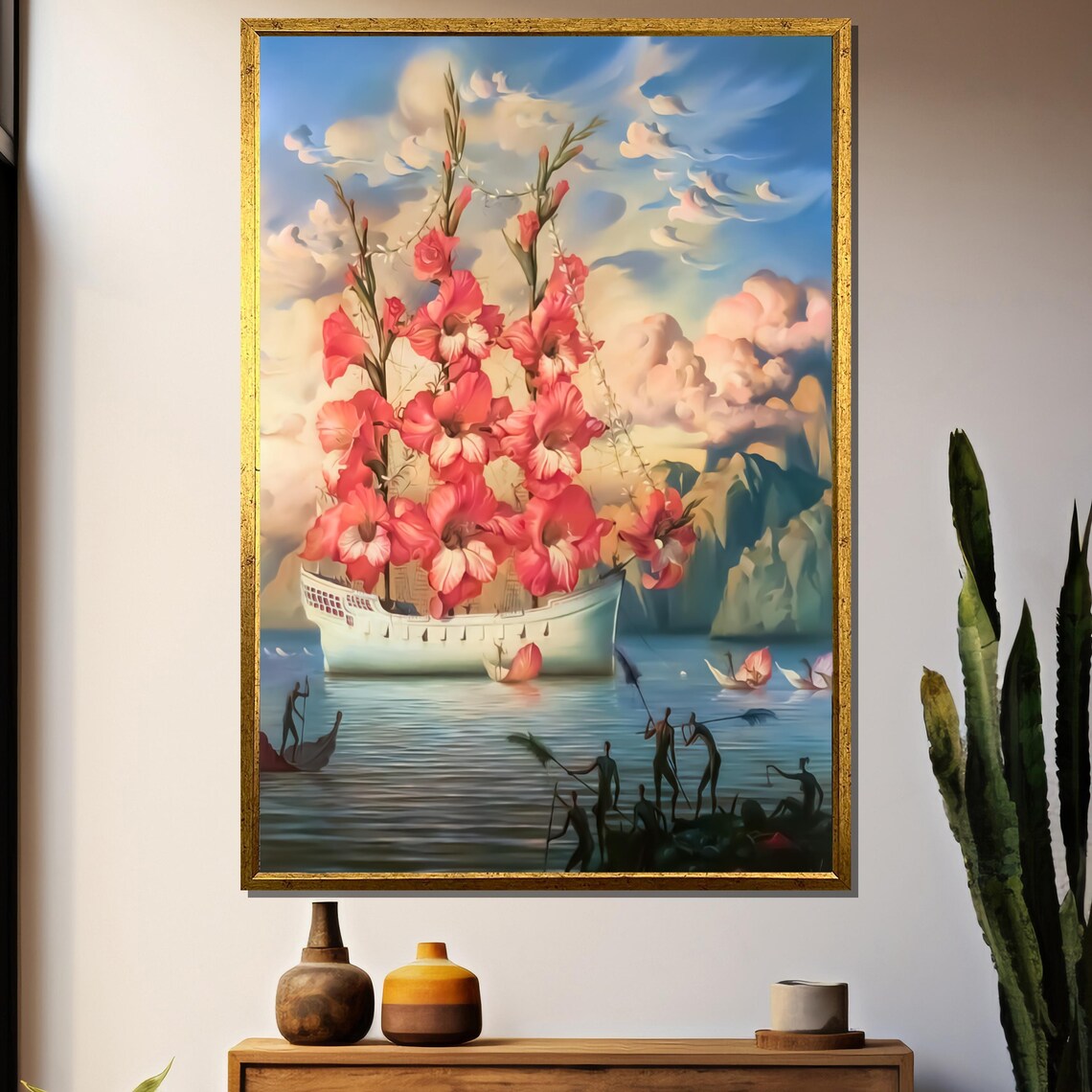 Surreal Flower Ship, Fantasy Nature Art Print