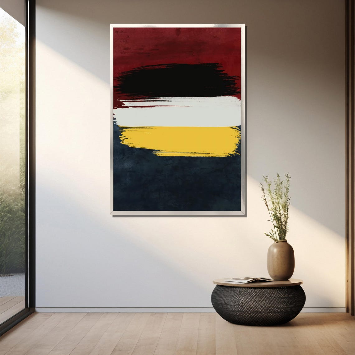Crimson And Gold Abstract Painting Bold Minimalist Wall Art For Home Decor And Gift Idea - Image 3