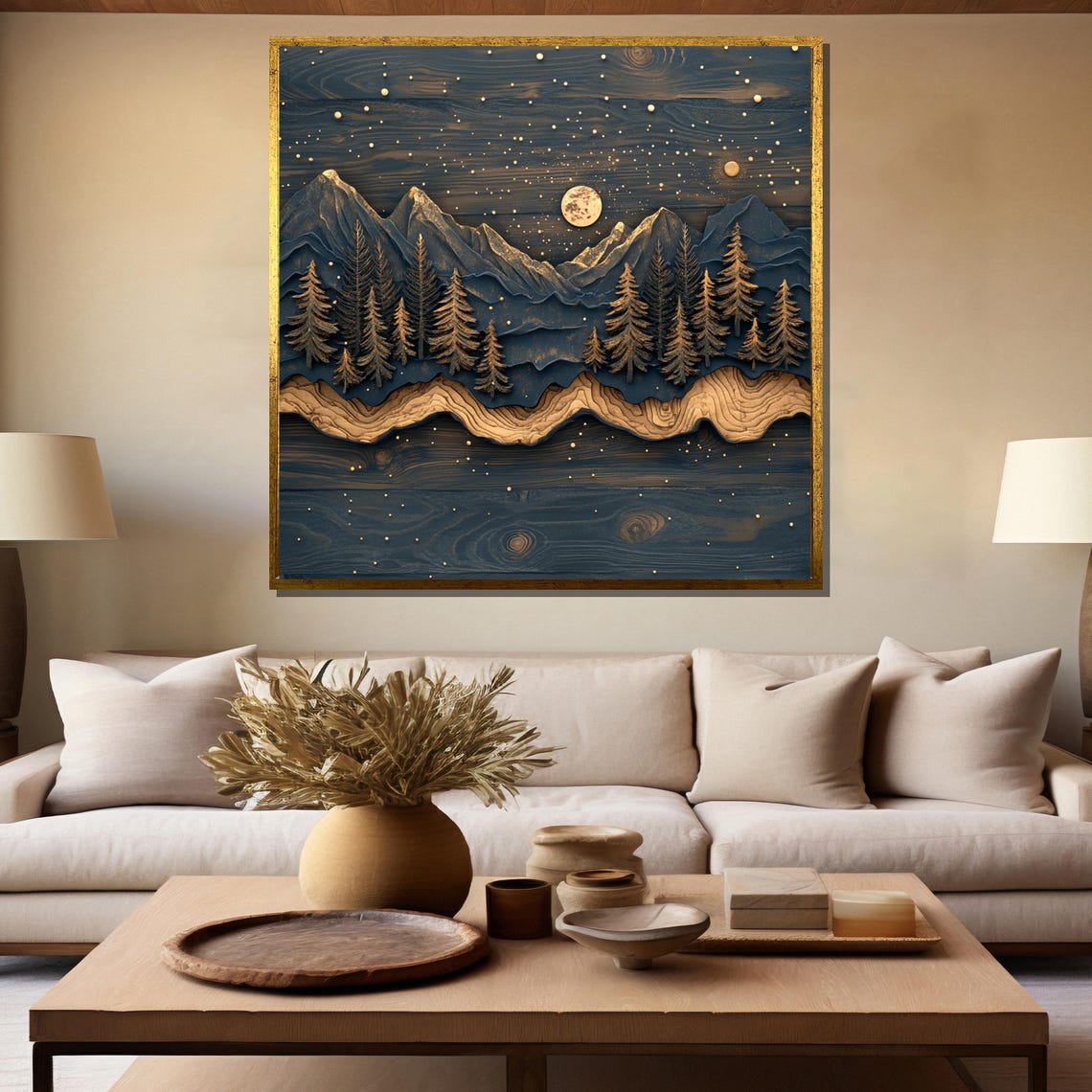 Wooden Waterfall Painting Rustic Nature Art Gift For Forest Lovers - Image 5