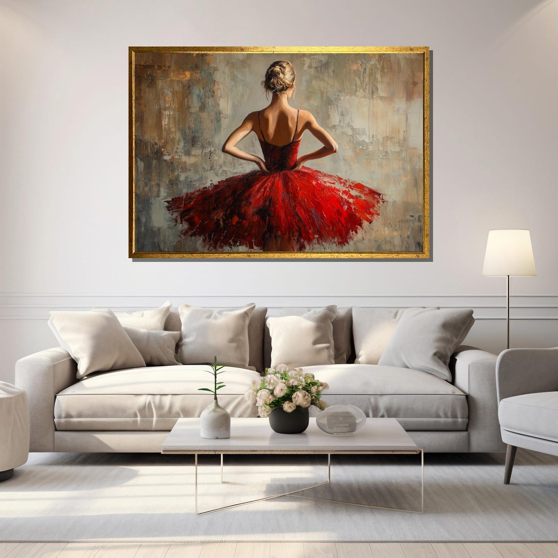 Elegant Ballerina In Red Painting Ballet Art Gift For Dance Lovers - Image 5