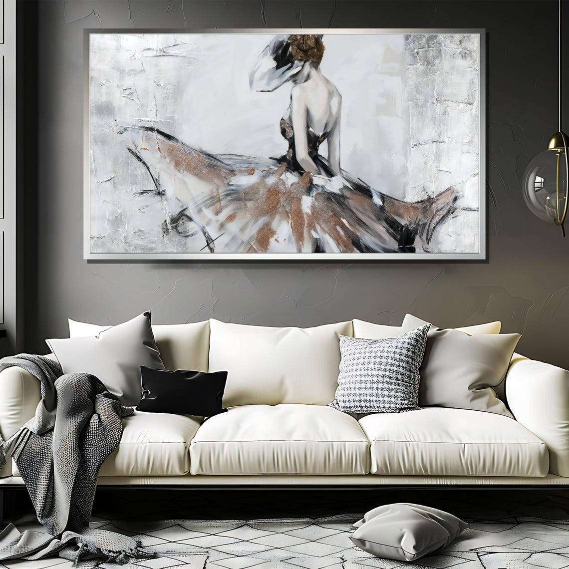 Abstract Ballerina Painting Modern Dance Art In Neutral Tones Perfect Ballet Lover Gift And Minimalist Home Decor - Image 3