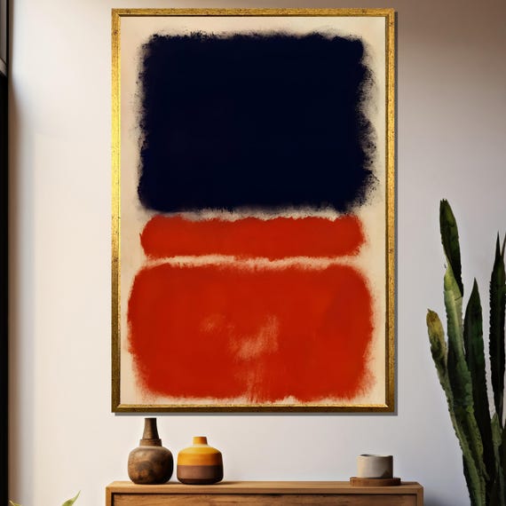 Mark Rothkos Black On Red Striking Abstract Painting In Bold Contrasts Of Red And Black A Unique Gift For Art Enthusiasts