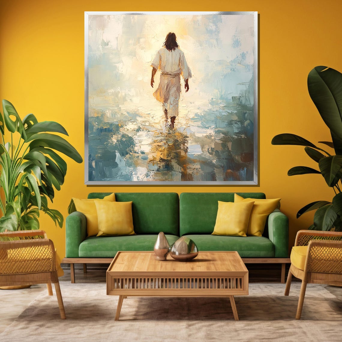 Jesus Walking on Water Impressionist Style Faith Wall Poster - Image 3