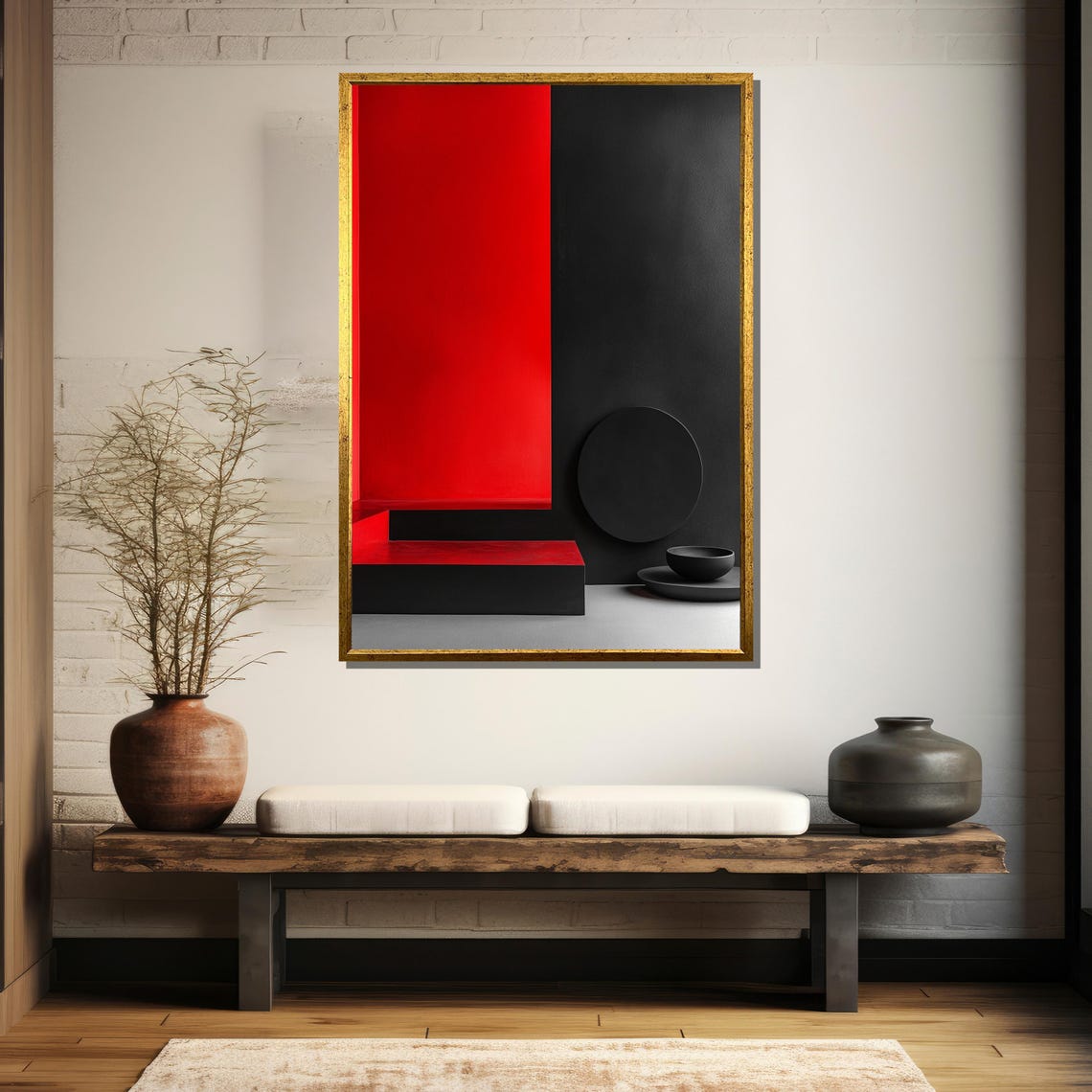 Red And Black Minimalist Geometric Shapes Modern Abstract Poster - Image 5
