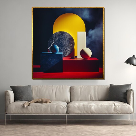 Modern Abstract Geometric Painting Bold Colorful Wall Art Luxury Contemporary Home Decor Unique Gift For Art Lovers