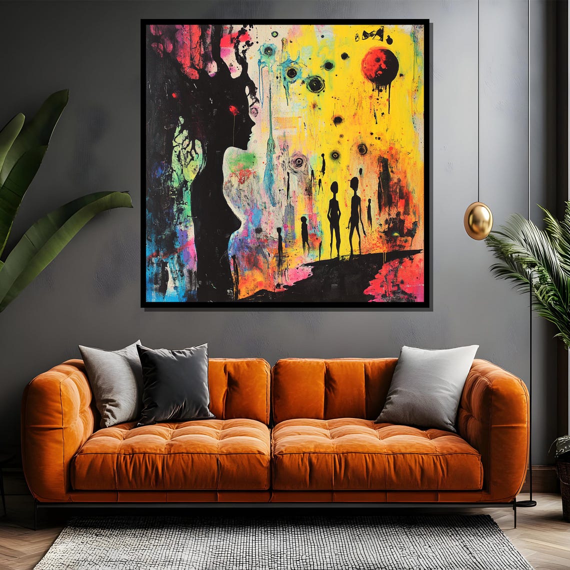 Colorful Surreal Silhouette Abstract Graffiti Art Wall Poster - Image 4