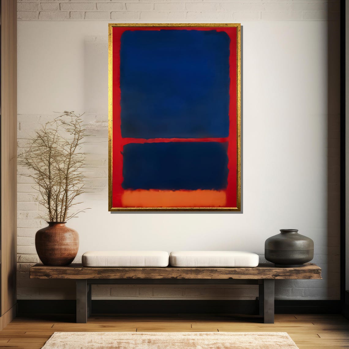 Mark Rothkos Bold Expression Blue And Red Contrast Abstract Painting Gift For Modern Art Lovers - Image 5