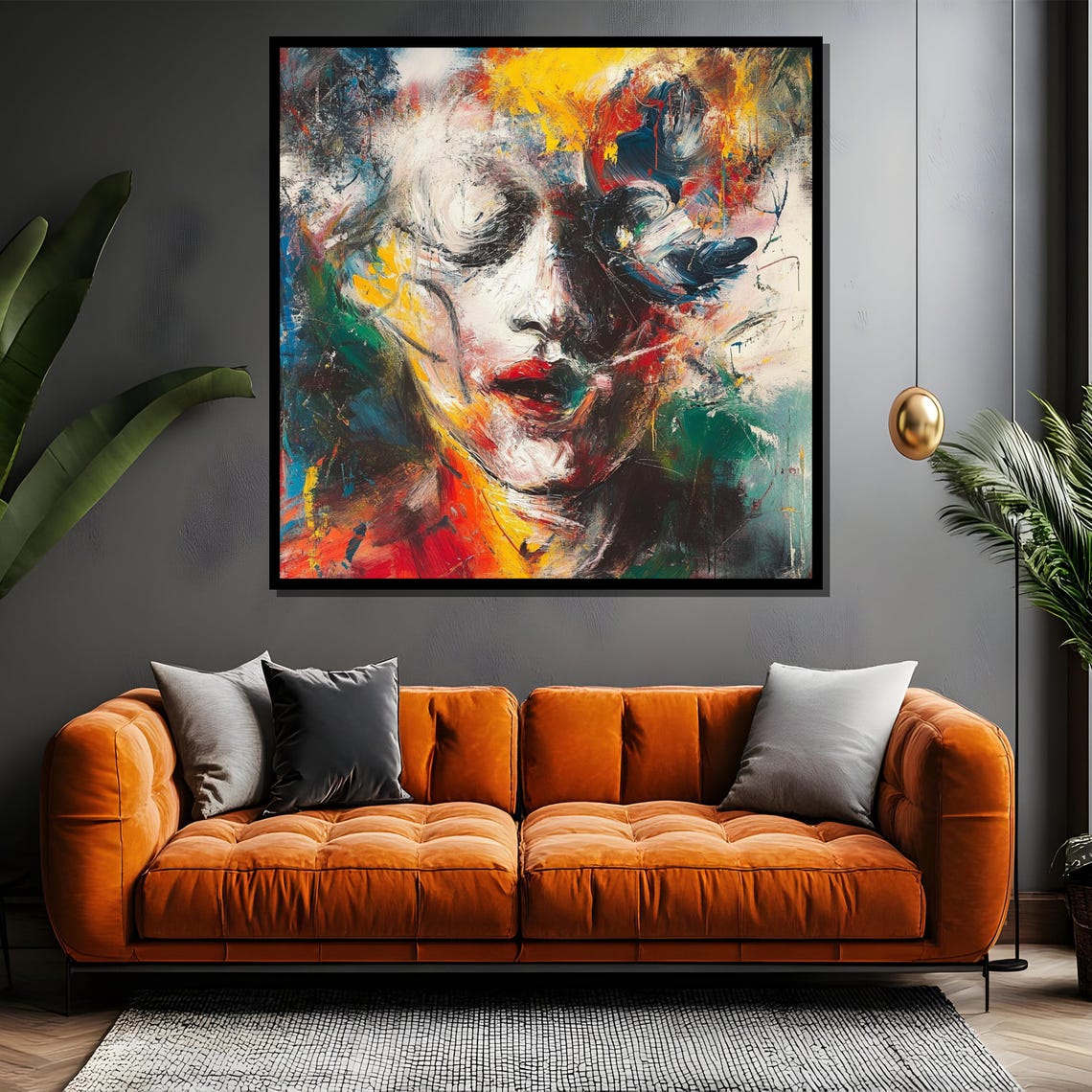 Expressionist Abstract Portrait With Vibrant Colors And Bold Brushstrokes Contemporary Art - Image 4