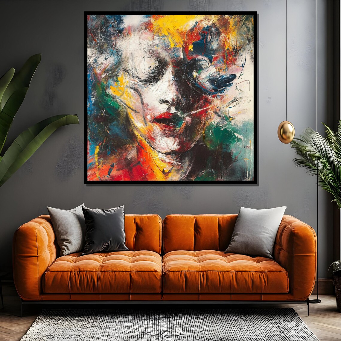 Expressionist Abstract Woman Portrait Vibrant Brushstrokes Print - Image 4