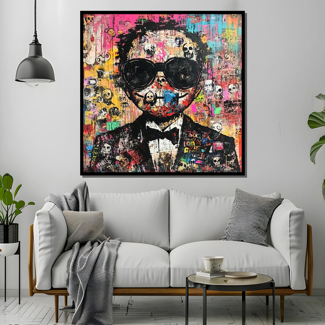 Graffiti Pop Art Painting Urban Street Style Skull Portrait Colorful Expressionist Wall Decor Edgy Contemporary Print - Image 4