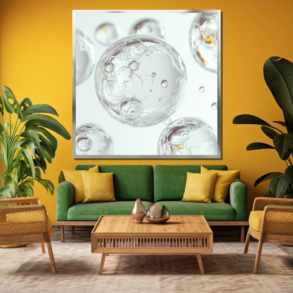 Clear Glass Bubbles with Water Droplets Minimal Macro Abstract Poster - Image 3