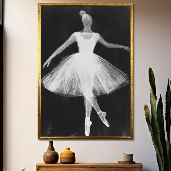Graceful Ballerina Painting Elegant Dance Inspired Wall Art Gift For Ballet Lovers And Home Decor