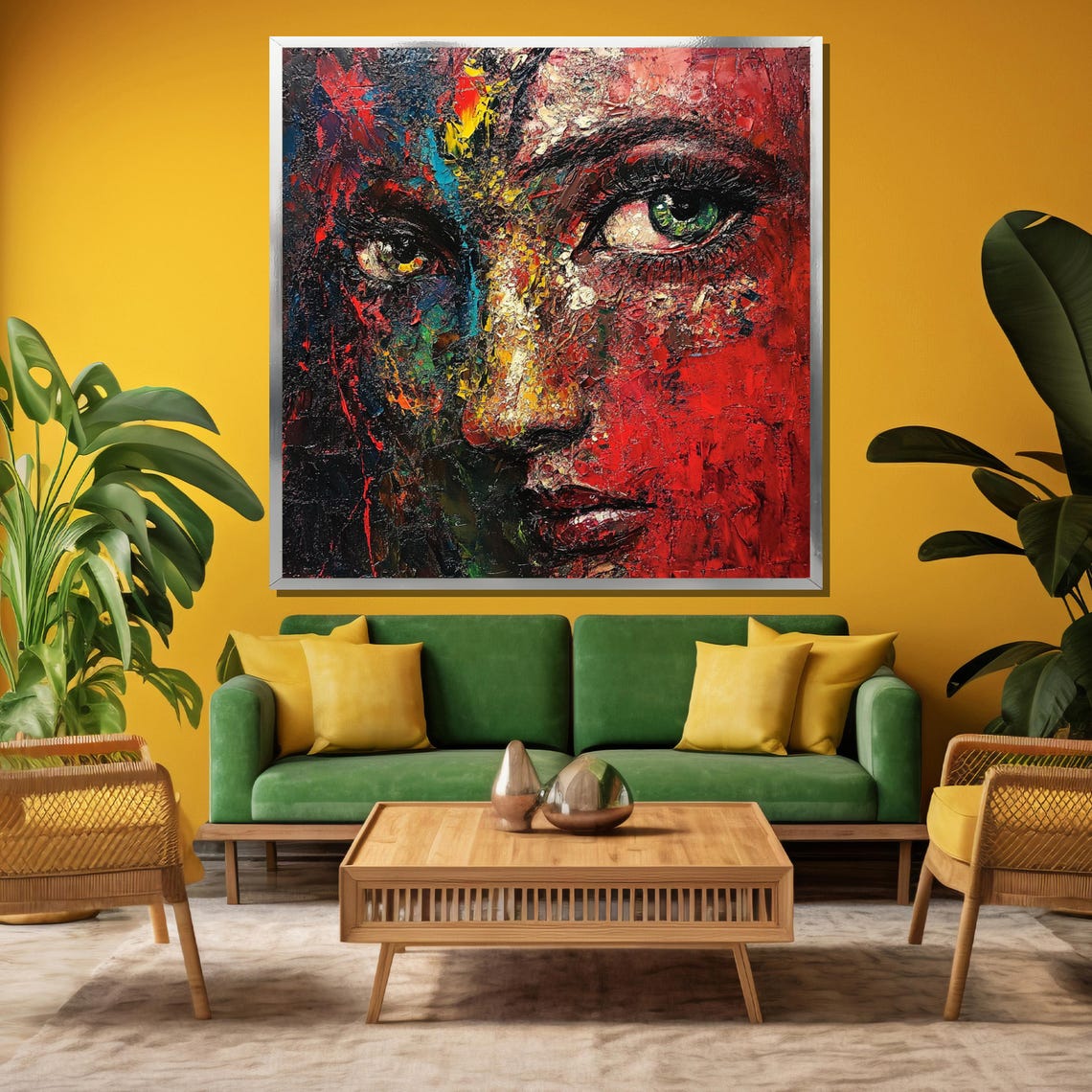 Bold Abstract Portrait Painting Vibrant Art Gift For Modern Home Decor - Image 3