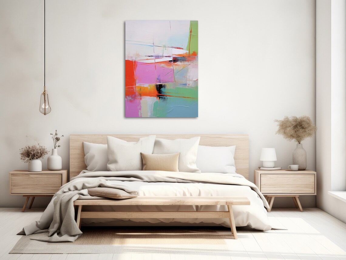 Large Abstract Wall Art Framed Print Modern Abstract Painting Extra Large Mint Orange Purple Artwork Inception 2 - Image 2
