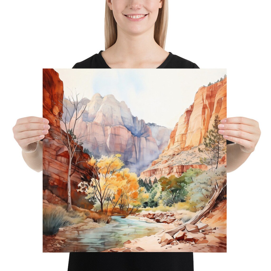 Zion National Park Watercolor Landscape Art Print - Image 3