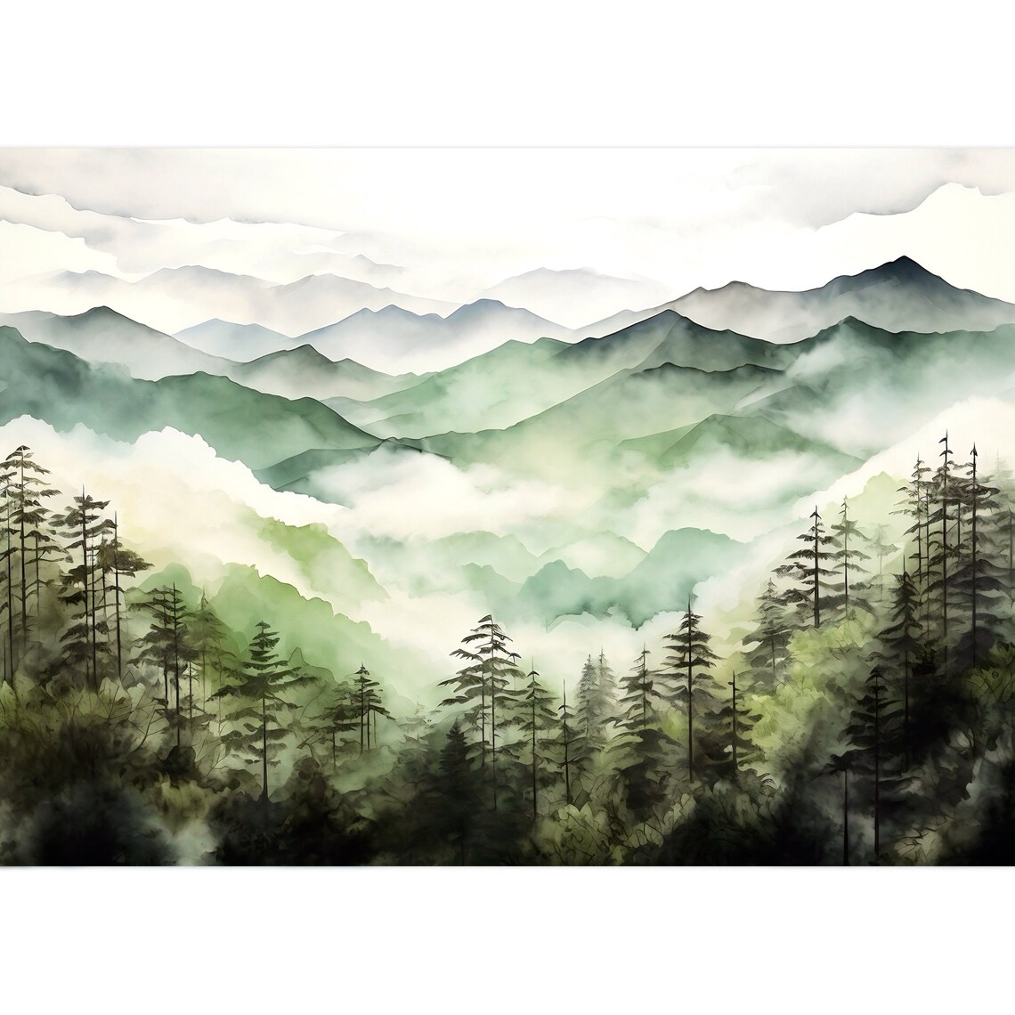 Great Smoky Mountains National Park Painting, Art Print - Image 3