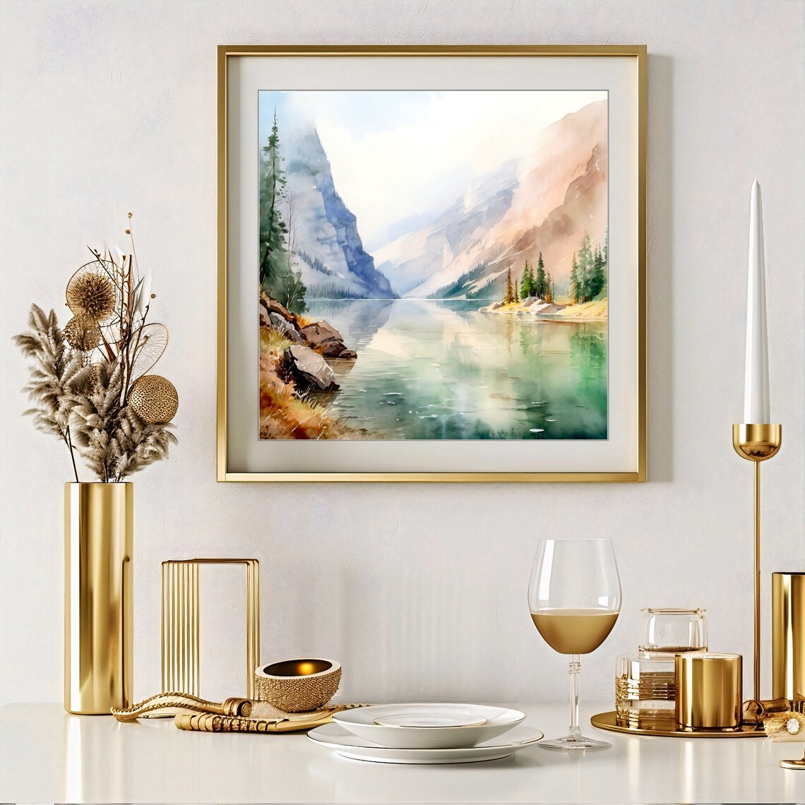 Idaho Watercolor Art Print, Stanley Lake Landscape - Image 2