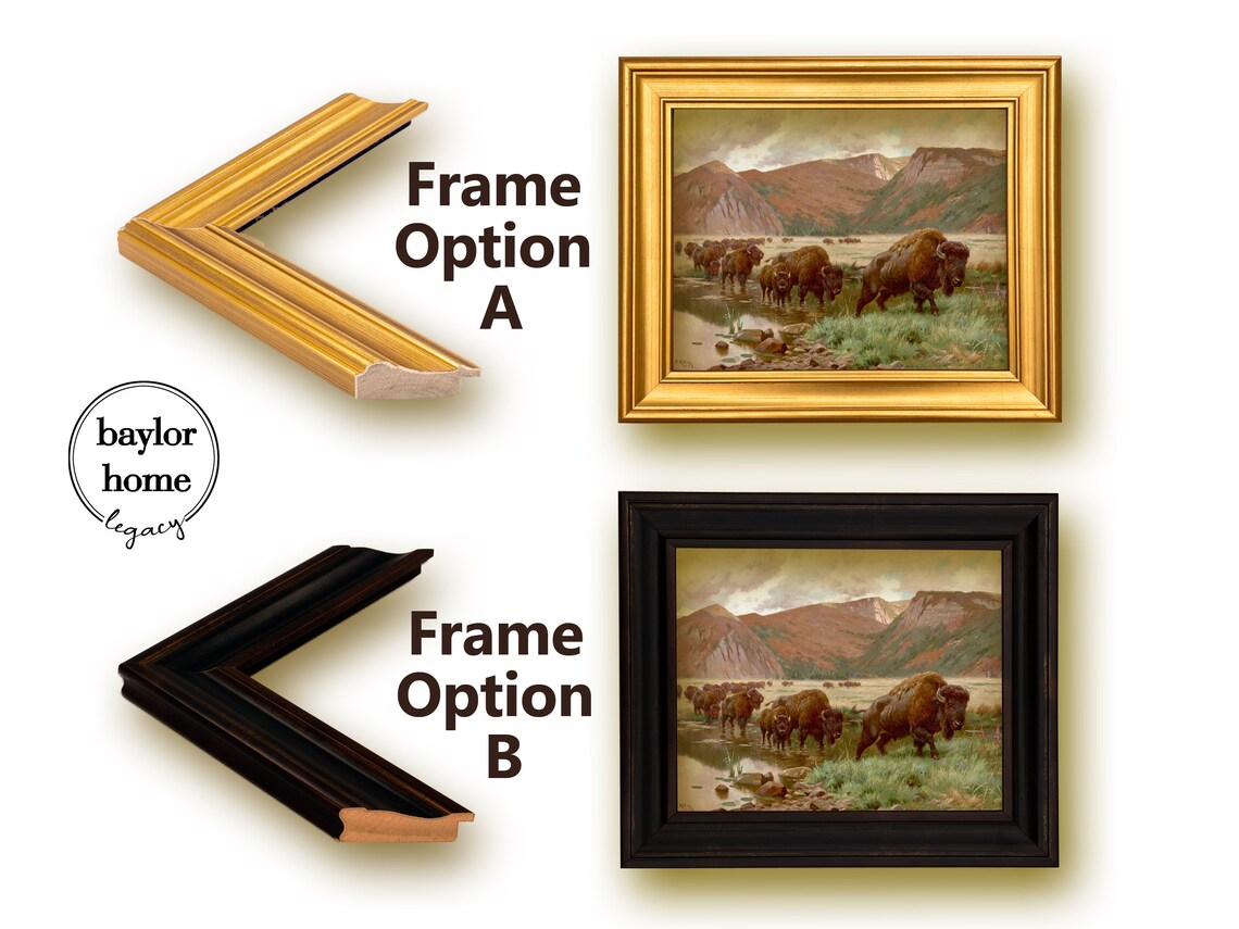 Herd Of Buffalo Crossing Stream At Red Mountains Vintage Wildlife Poster - Image 5