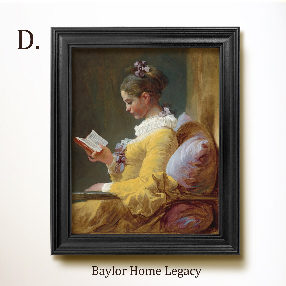 18th Century Woman Reading, Vintage French Portrait Art Print - Image 2
