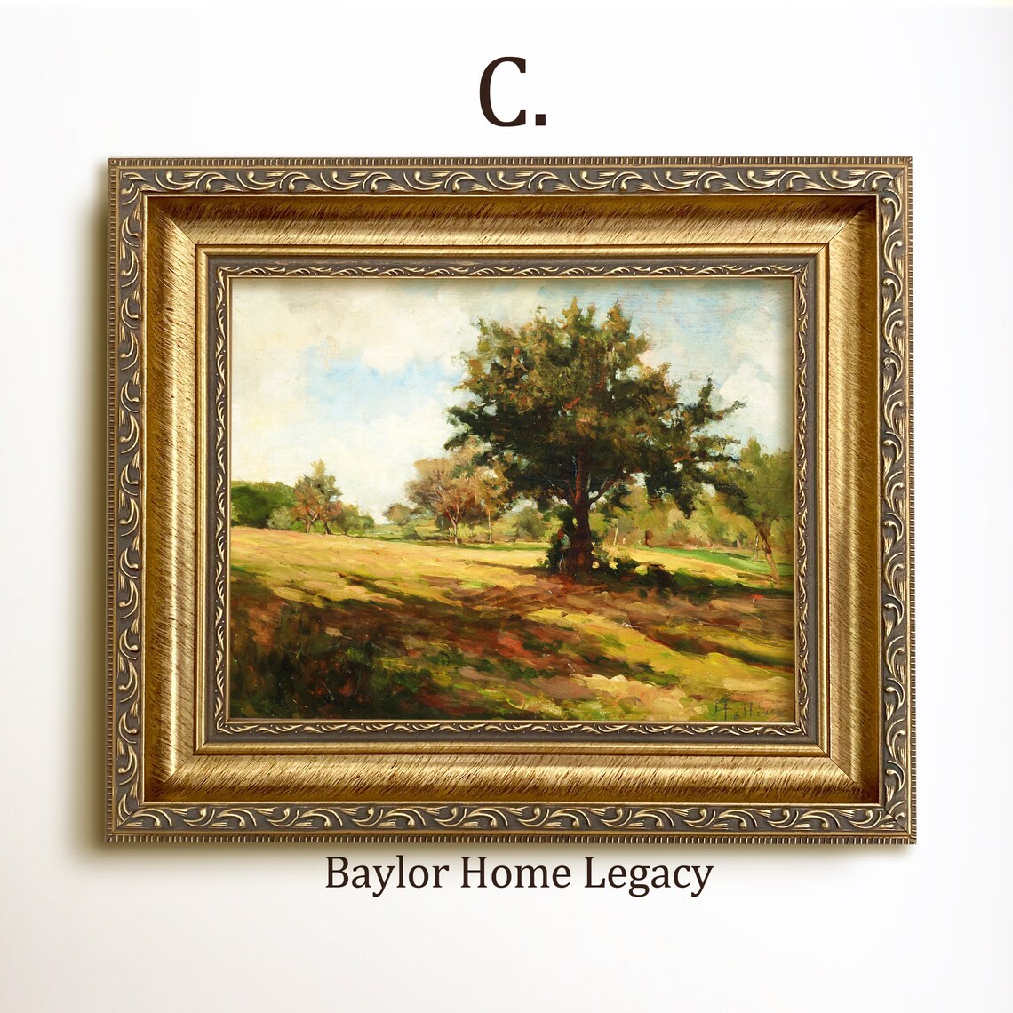 Vintage Countryside Landscape Oil Painting Art Print - Image 3