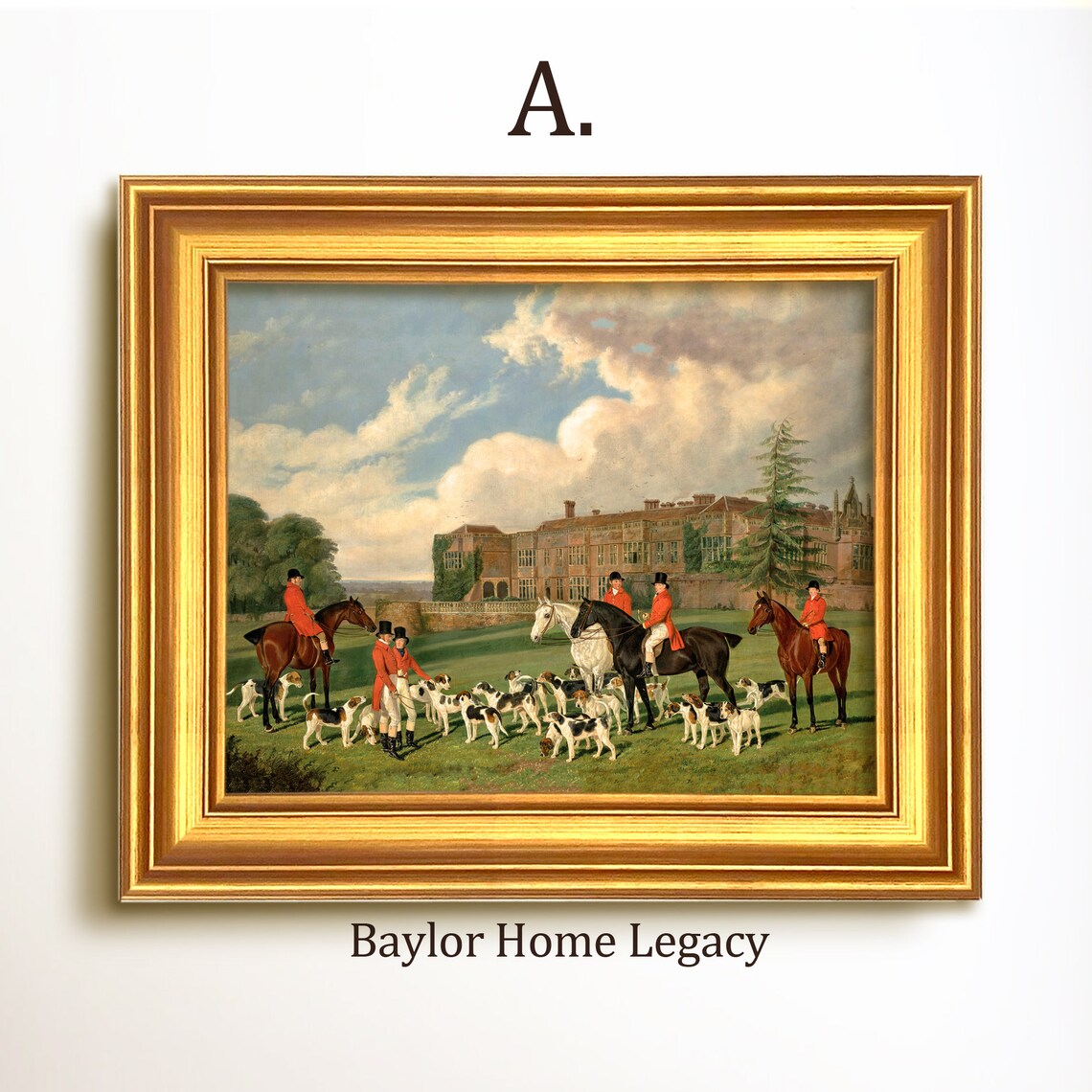 English Fox Hunt Oil Painting Art Print, Castle Scene - Image 5
