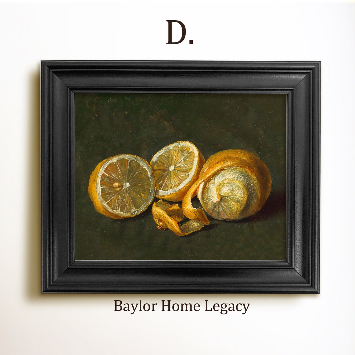 Vintage Still Life Lemons Peeled Citrus Dark Background Art Poster - Image 2