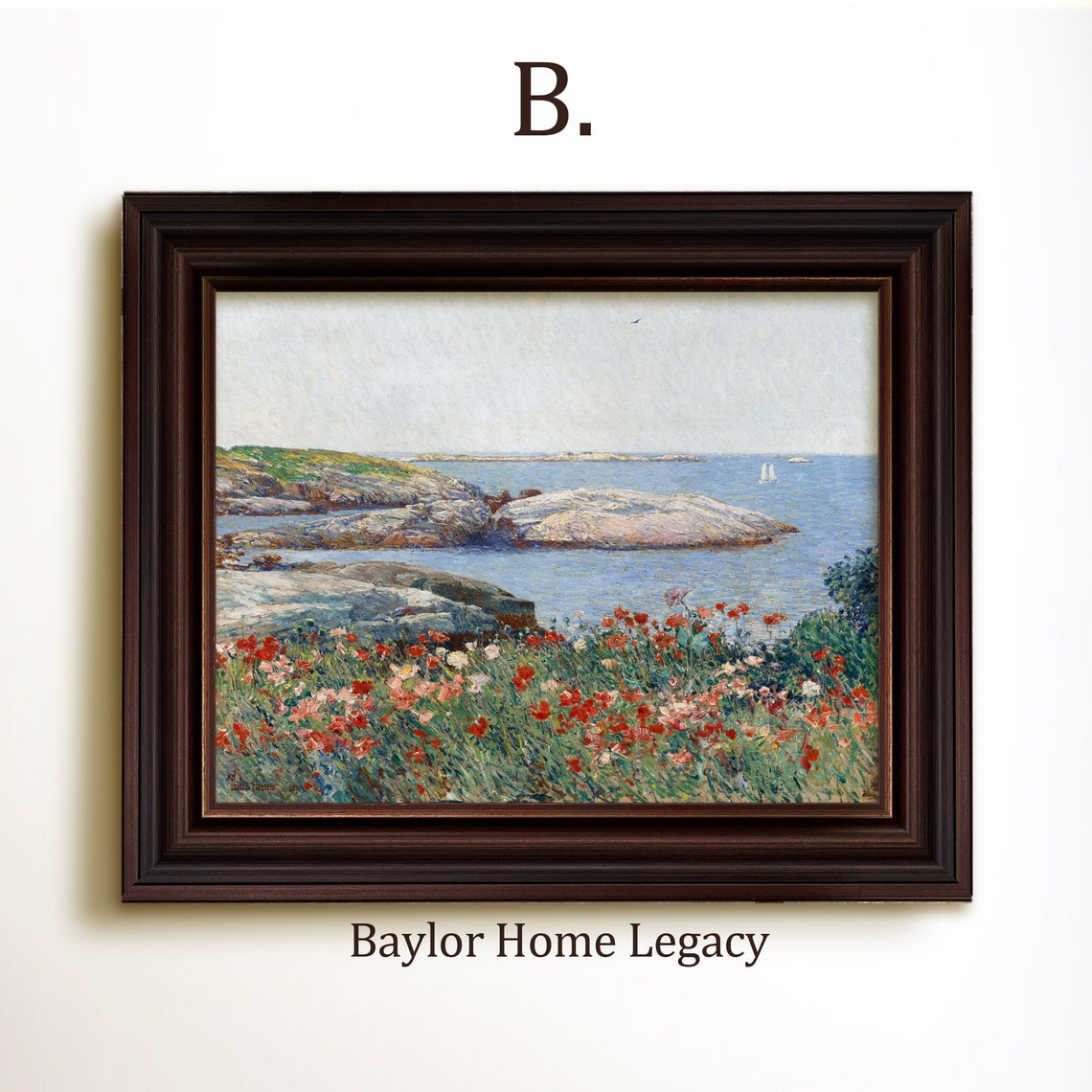 Impressionist Coastal Seascape Wildflowers Rocky Shore Painting Poster - Image 4
