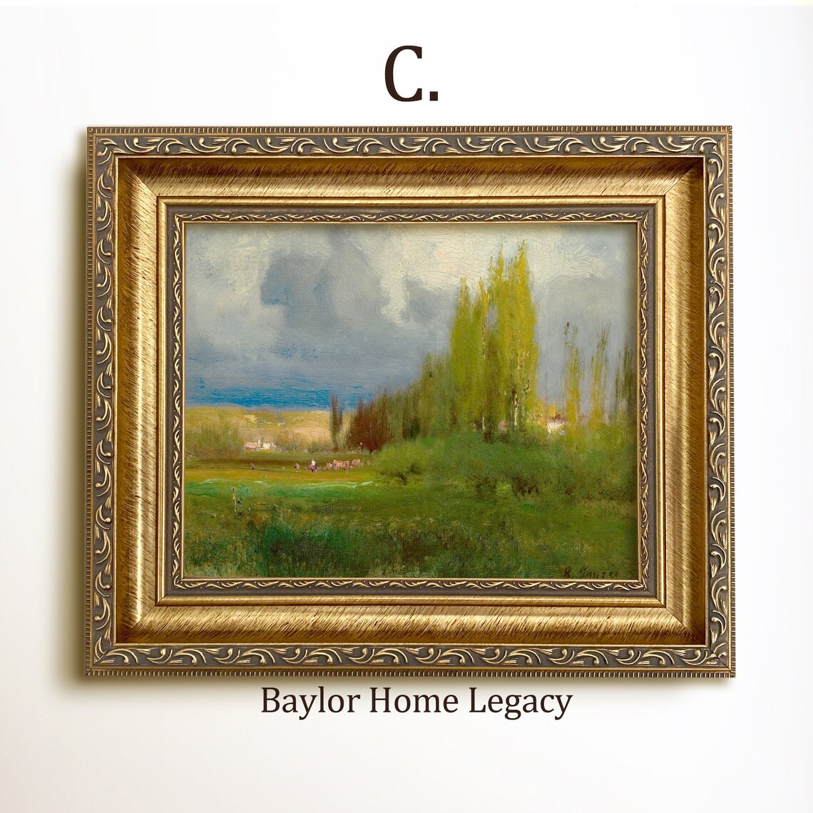 Abstract Landscape Oil Painting, Vintage Cottage Art Print - Image 3