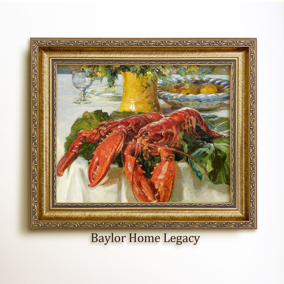 Vintage Lobster Still Life Art Print, Kitchen Decor