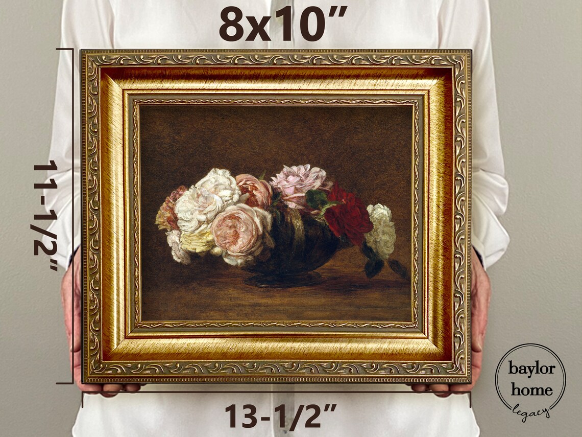 Roses In A Bowl Oil Painting, Still Life Art Print - Image 4