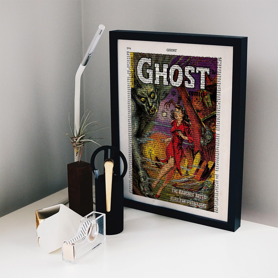 Ghost Comics No 1 Cover Horror Comic Banshee Bells Dictionary Page Poster - Image 2