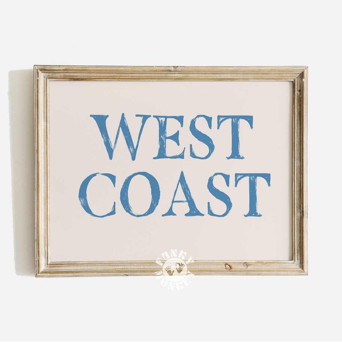 West Coast Distressed Blue Typography Coastal Beach House Decor Print