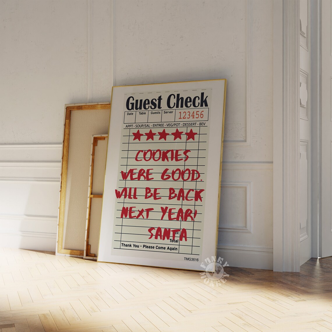 Christmas Guest Check Santa 5 Star Rating Art Print