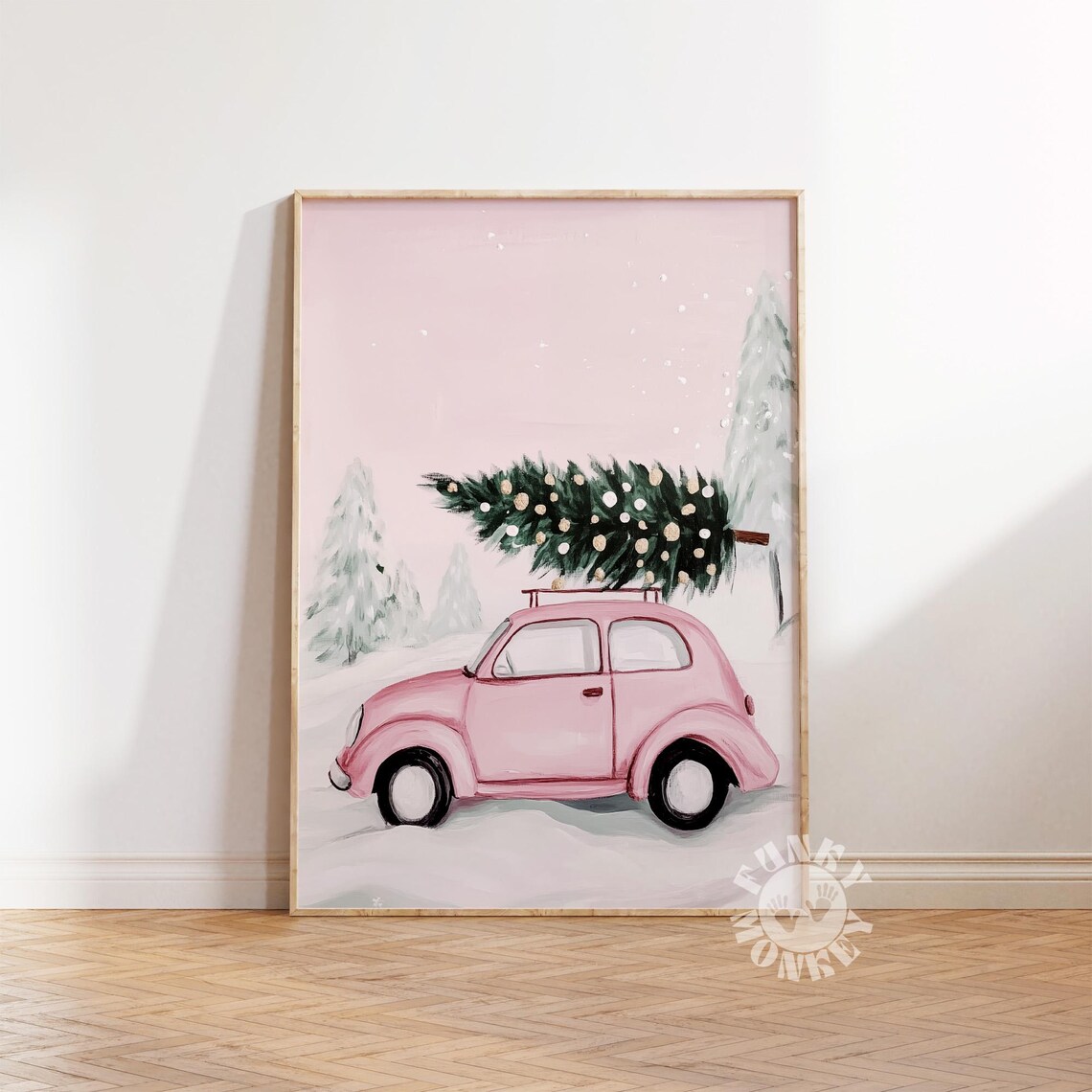 Pink Christmas Tree Holiday Decor Art Print