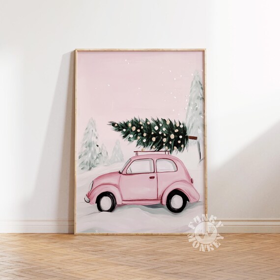 Pink Christmas Tree Holiday Decor Art Print